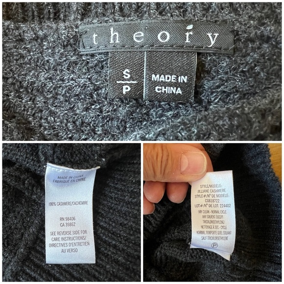 THEORY SWEATER S 100% CASHMERE SCOOP NECK RIBBED CLASSIC COZY CHIC PREPPY GRAY - Picture 12 of 12